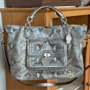 Coach Campbell Exotic Snakeskin Embossed Python Print Leather Large Satchel